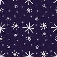 motif de flocon de neige de noël sur fond violet. motif de flocon de neige harmonieux grand et petit pour l'impression de tissu ou de papier d'emballage. vecteur