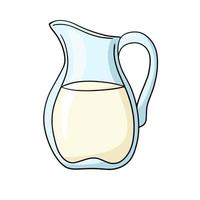 pichet en verre haut avec lait, crème, illustration vectorielle en style cartoon sur fond blanc vecteur