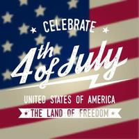 joyeux 4 juillet design dans un style rétro. carte de voeux du 4 juillet sur le drapeau national américain. vecteur