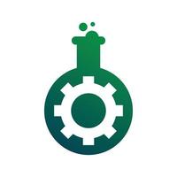 création de logo de laboratoire d'engrenage vert vecteur