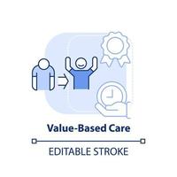 icône de concept bleu clair de soins basés sur la valeur. pratique de guérison des patients. tendance comportementale idée abstraite illustration de la ligne mince. dessin de contour isolé. trait modifiable. vecteur