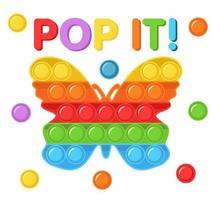 mignon drôle pop it. t-shirt logo pop it fidget jouet sensoriel. pop it fidget ensemble. anti stress vecteur