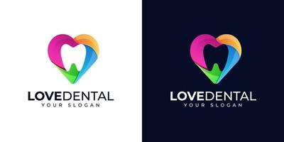 inspiration de conception de logo dentaire dent et amour vecteur