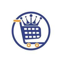 Création de logo vectoriel King Shop. panier d'achat avec conception d'icône de couronne.