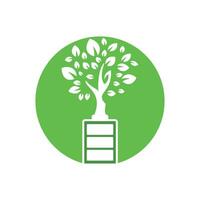 conception d'illustration de conception de modèle de logo eco nature et batterie. modèle de logo d'énergie verte. vecteur
