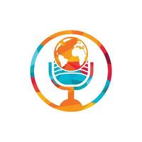 création de logo de podcast mondial. illustration vectorielle de modèle de logo d'entreprise de divertissement diffusé. vecteur