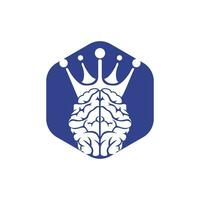 création de logo vectoriel roi intelligent. cerveau humain avec conception d'icône de couronne.