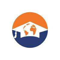création de logo vectoriel de l'éducation mondiale. globe avec capuchon de gradation et design d'icône.