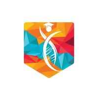 modèle de logo vectoriel adn étudiant. concept de conception de logo vectoriel d'éducation génétique.