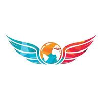 création de logo vectoriel d'ailes de voyage dans le monde. conception de vecteur d'icône d'aile et de globe.