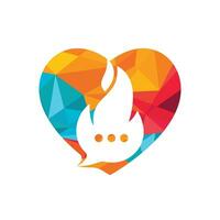 création de logo vectoriel de conversation à chaud. concept de conception de logo d'icône de chat de feu.