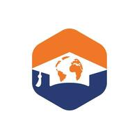 création de logo vectoriel de l'éducation mondiale. globe avec capuchon de gradation et design d'icône.