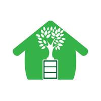 conception d'illustration de conception de modèle de logo de maison et de batterie eco nature. modèle de logo d'énergie verte. vecteur