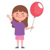 fille jouant avec un ballon d'hélium vecteur