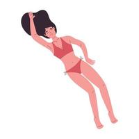 femme bronzant avec maillot de bain vecteur