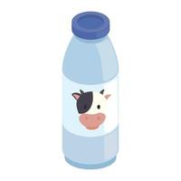 bouteille de lait de vache vecteur