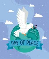 carte de lettrage du jour de la paix vecteur