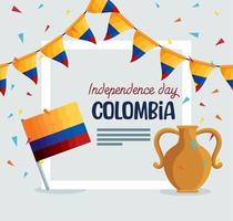 modèle de lettrage de la fête de l'indépendance de la colombie vecteur