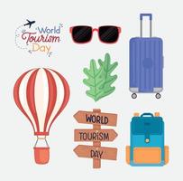 icônes de la journée mondiale du tourisme vecteur