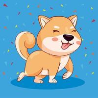 scène de personnage de marche shiba inu vecteur