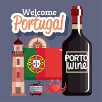 carte postale de bienvenue au portugal vecteur