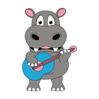 illustration de dessin animé animal mignon hippopotame vecteur