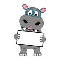 illustration de dessin animé animal mignon hippopotame vecteur