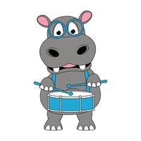 illustration de dessin animé animal mignon hippopotame vecteur