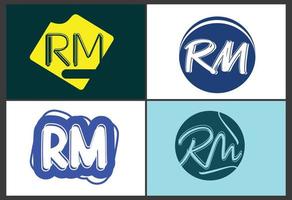 modèle de conception de logo et d'icône de lettre rm vecteur