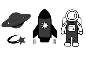 fusée et astronaute. concept d'icône de technologie scientifique vecteur