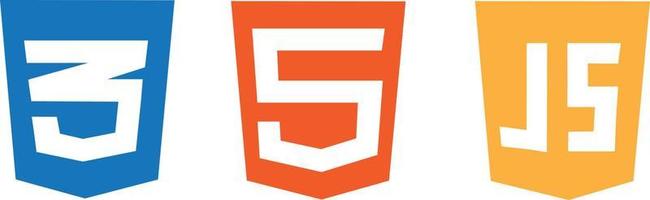 jeu d'icônes html5 css3 js. jeu d'icônes de logo de développement web de html, css et javascript, symbole de programmation. vecteur