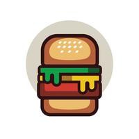 dessin animé de burger minimaliste illustration vectorielle vecteur