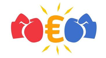 logo vintage vectoriel pour une boxe avec gants et euro. illustration de l'inflation et de la crise de l'euro.