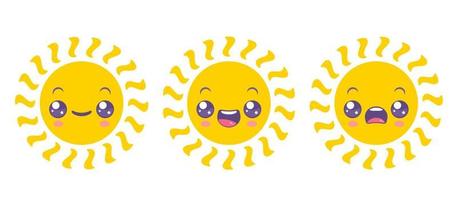 icône vectorielle du soleil dans le style kawaii vecteur