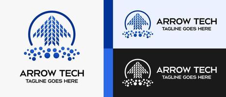 modèle de conception de logo d'énergie, icône de flèche en cercle et élément de point. illustration de logo abstrait vectoriel