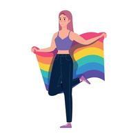 jeune femme avec le drapeau lgtbi vecteur