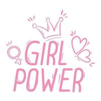 girl power lettrage rose vecteur