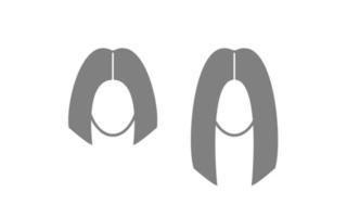 coupe de cheveux femme courte et longue. santé des cheveux. salon de beauté, soins capillaires. extensions de cheveux, coloration. visage de fille silhouette - logo vectoriel isoler