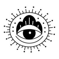 mauvais œil de doodle. talisman d'oeil de sorcellerie dessiné à la main, symbole sacré magique vecteur