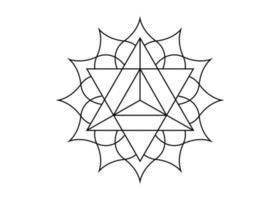 géométrie sacrée, symbole mystique de la merkabah, fleur de lotus en dessin au trait de tatouage noir, conception de mandala géométrique de logo magique, vecteur isolé sur fond blanc