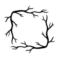 cadre carré doodle halloween isolé. élément effrayant vecteur dessiné à la main des arbres, branches d'automne