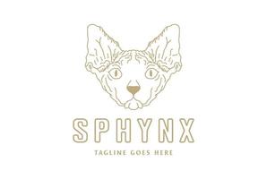 vecteur de conception de logo tête de chat sphynx animal vintage simple