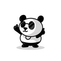 logo de mascotte de dessin animé mignon panda design plat vecteur premium