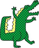 crocodile de dessin animé de style bande dessinée excentrique vecteur