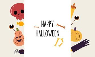 éléments graphiques pour le vecteur de doodle halloween. fond de carte joyeux halloween