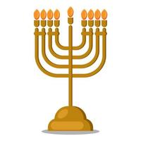 illustration de happy hanukkah menorah avec des bougies en or. icônes en style cartoon. vecteur de conception simple.