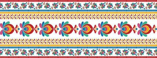 floral hongrois polonais folklorique morave motif ethnique sans couture. tapis en tissu aztèque boho mandalas textile décor papier peint. vecteur de broderie traditionnelle de fleur de motif indigène tribal