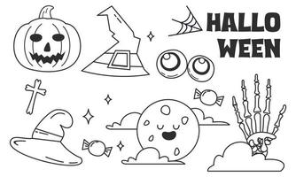 éléments graphiques pour le vecteur de doodle halloween. fond de carte joyeux halloween