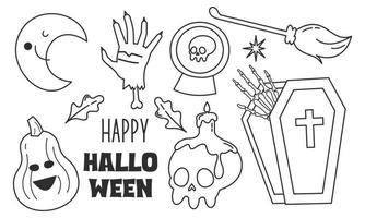 éléments graphiques pour le vecteur de doodle halloween. fond de carte joyeux halloween