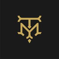 tm tm mt logo lettre logotype icône monogramme de police, élégant classique vintage style rétro lettre d'or logo design vecteur